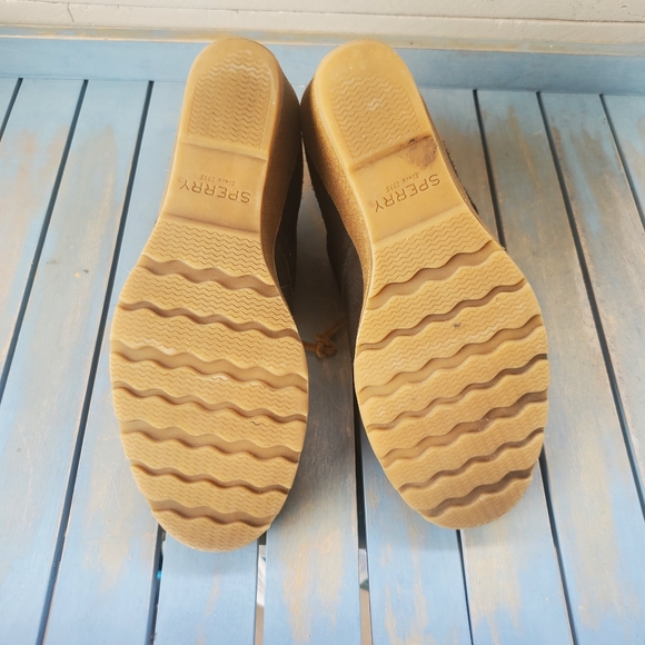 SPERRY TOPSIDER HARLOW WEDGE HEEL BOOT BLACK SUEDE LEATHER SIZE 7 EUC - Picture 7 of 9